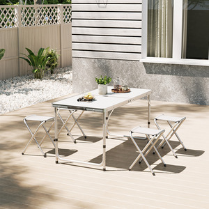 Portable Camping Table and 4 Stools Set - White by Kidkid
