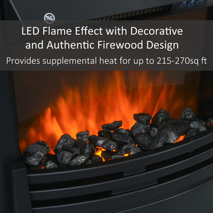 HOMCOM 1000W,2000W Electric Fire and Mantelpiece with LED Flames - White and black