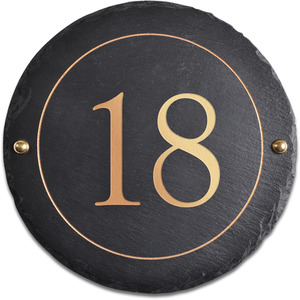 Rustic round slate number 18 by The house nameplate company