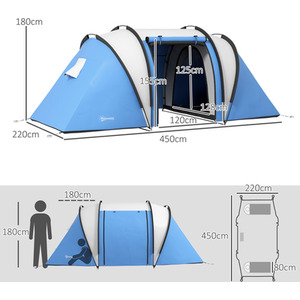 Outsunny 2 Room Tent with Living Area and Awning, 3000mm Waterproof by Outsunny