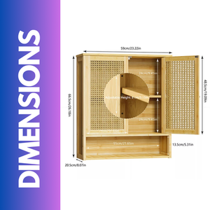 Bamboo Bathroom Wall-Mounted Storage Cabinet Organiser - Natural Brown by Pirlo Plush