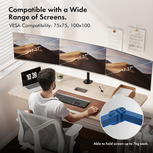 Height Adjustable Triple Monitor Clamp with Full Tilt and Swivel Arms - Black by VonHaus