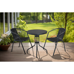 Pisa Bistro Set - Black by Outdoor Essentials