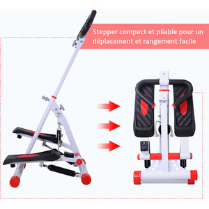 HOMCOM Home Stepper with Handle Hand Grip - White by HOMCOM