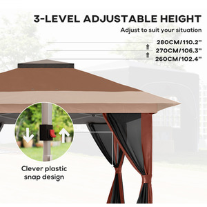 Outsunny 3.6 x 3.6m Pop Up Gazebo with Mesh Sides and Sand Bags - Brown by Outsunny