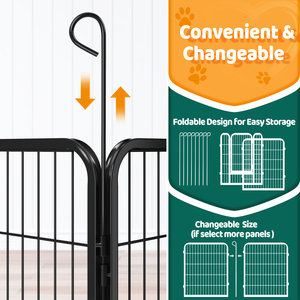 8 Panels Metal Dog Playpen Pet Exercise Barrier - Black / Medium by Yaheetech