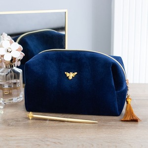 Velvet Bee Makeup Bag - Blue by Kingsbury Gifts