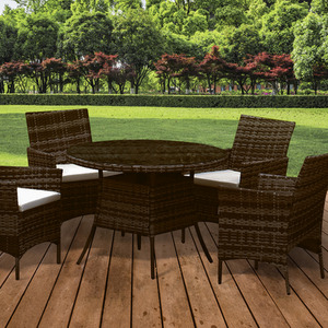 5PC Rattan Dining Garden Set - Brown by Comfy Living