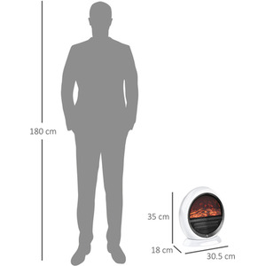 HOMCOM Electric Fireplace Heater with Flame Effect Rotatable - White by HOMCOM