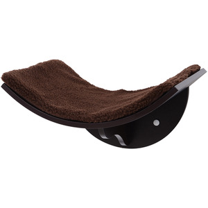 Pawhut Wood Cat Shelve Wall Mounted Shelter Curved Kitten Bed - Brown by Pawhut
