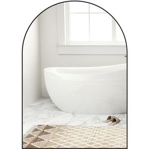 HOMCOM Arch Bathroom Mirror with Steel Framed Wall Mirror Decorative - Black / 50cm by HOMCOM