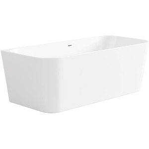 Serenova Space Saving Back To Wall Acrylic Bath - White by Fino Stone