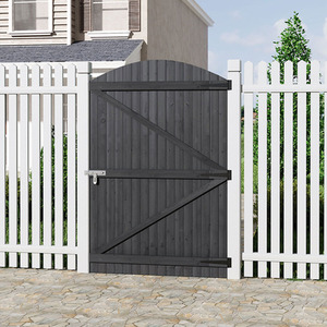 105CM Width Arch Top Strong Wooden Garden Gate - Grey / 1*105x150CM Grey Garden Gate,3*8-inch T-shaped hinges, 1*door bolt self-tapping screws by Livingandhome