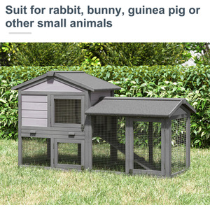 PawHut Wooden 2 Tier Small Animal Hutch - Grey by PawHut