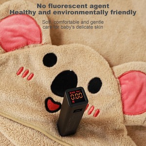 Ultra-Soft Coral Fleece Hooded Baby Towel with Bear Design - Brown by Dyzi