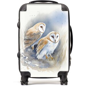 Barn Ano Owls Watercolour Suitcase - Yellow / 52l by Warren Reed - Designer