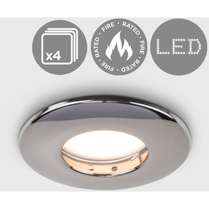 4 Pack Bathroom Shower IP65 Gloss Black Chrome GU10 Ceiling Downlights - Black by ValueLights