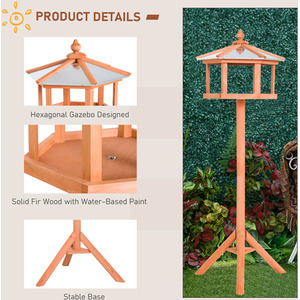 Bird Stand Feeder Table Feeding Station - Natural by Pawhut