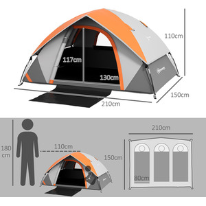 Outsunny 2 Man Camping Tent with Carry Bag, 3000mm Waterproof by Outsunny