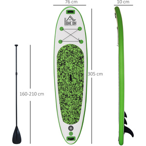 HOMCOM Inflatable Paddle Board Plastic - White, Green by HOMCOM