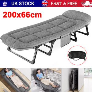 Oversized Folding Camping Cot with Mattress - Grey