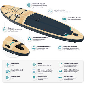 Wave Woody 2.0 SUP Inflatable Paddleboard 10'9ft by Wave