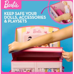 Barbie Doll Storage Vanity Chest - 2-in-1 Foldable Storage Box Playset - Pink by Barbie