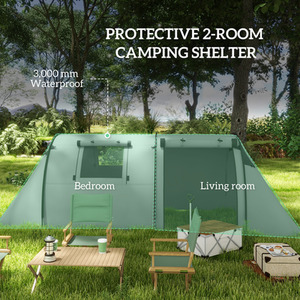 Outsunny 2 Room Camping Tent for 3-4 Man, 3000mm Waterproof by Outsunny