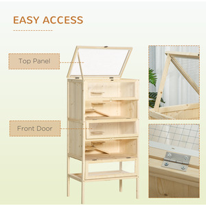 Pawhut Wooden Small Animal Cage - Natural by Pawhut