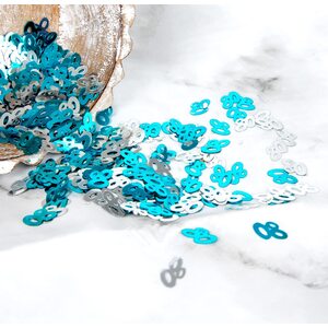 80th Birthday Confetti - Blue & Silver by Shatchi