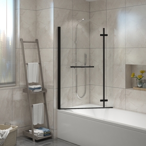 Square Bath Shower Screen Bifold Panel Pivot Screen with Towel Rail