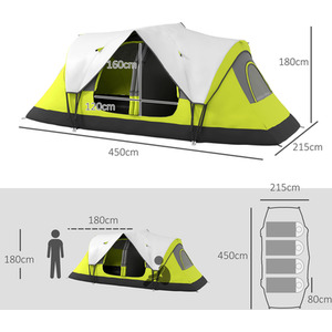 Outsunny Camping Tent with 2 Bedroom and Waterproof Rainfly by Outsunny