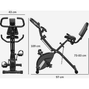 SPORTNOW Folding Exercise Bike with Arm Workout Bands - Black by SPORTNOW