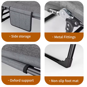 Oversized Folding Camping Cot with Mattress - Grey