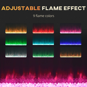 HOMCOM Recessed and Wall Mounted Electric Fireplace with Remote - Black by HOMCOM