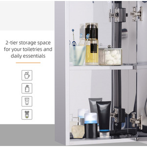 Wall-Mounted Bathroom Mirror Cabinet - Silver by HOMCOM