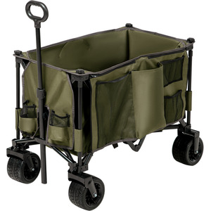 Outsunny Folding Garden Trolley on Wheels Camping Trolley - Green by Outsunny