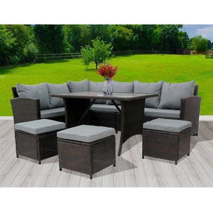 BIRCHTREE Rattan Garden Furniture Patio Set - Brown by BIRCHTREE