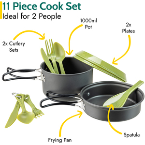 Camping Cookware 11Pc Set 2 Person - Black by Trail