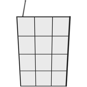 Black Walkin Shower Enclosure Easy Clean Grid Glass Shower Screen