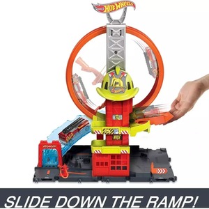 Hot Wheels City Super Loop Fire Station Playset and 1 Toy Fire Engine - multi by Hot Wheels