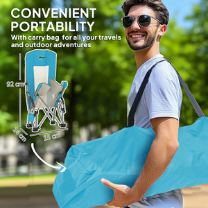 Outsunny Set of 2 Folding Beach Chair with Carry Bag - Blue by Outsunny