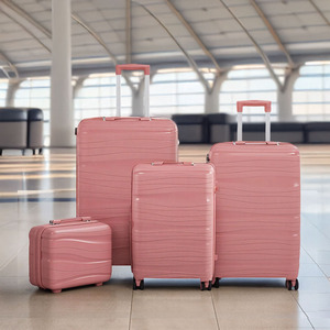 4PCS Lockable Travel Suitcase Set - Rose Gold by Livingandhome