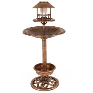 Bronze Effect Resin Garden Bird Bath and Table with Solar Light - Bronze by Samuel Alexander