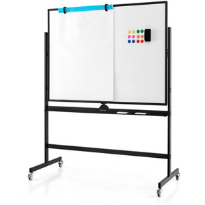 Magnetic Double Sided Whiteboard - Black by Costway