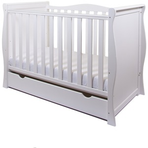 Willow White Sleigh Mini Cot Bed with Drawer - White by Viculii