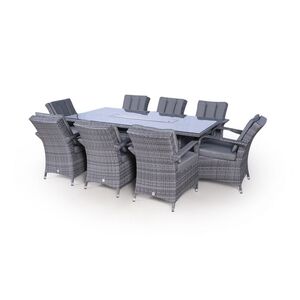Arizona Fire Pit Square Rattan Patio Dining Set - Grey / 8 by Giardino