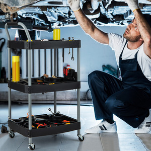 3 Layer Detailing Tool Cart Utility Cart - Black by Costway