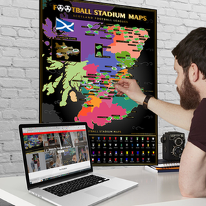 Scottish Football Stadium Scratch Off Map - Grey by Football Stadium Maps