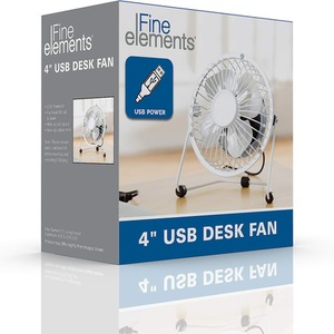 4 Inch USB Desk Fan - White by Fine Elements